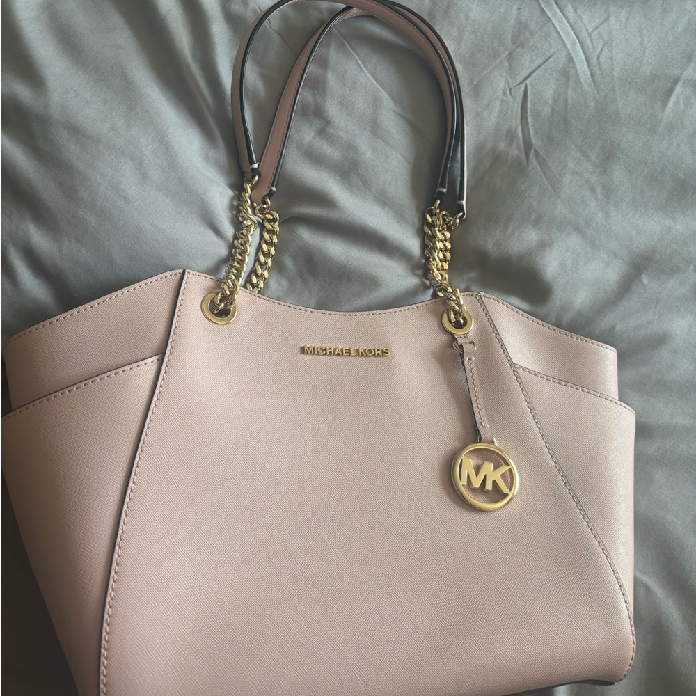Michael Kors Pale Pink Saffiano Leather Tote with Gold Hardware